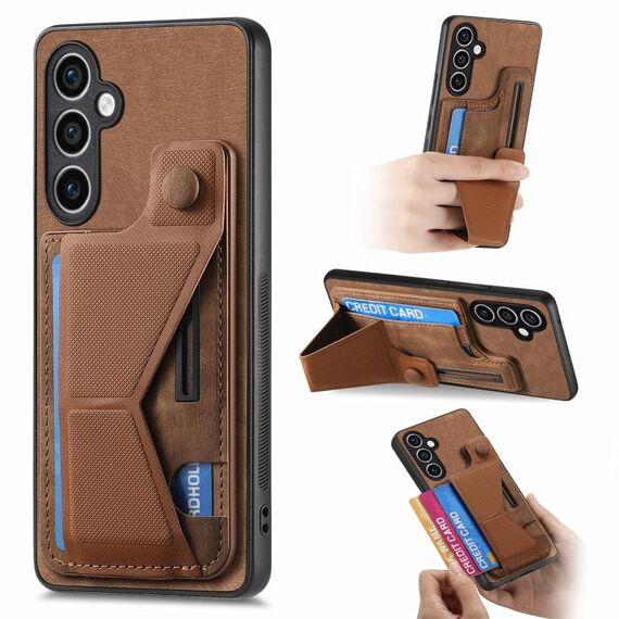 Per Samsung Galaxy S23 FE 5G II Custodia per telefono con slot per schede a forma di K (marrone)