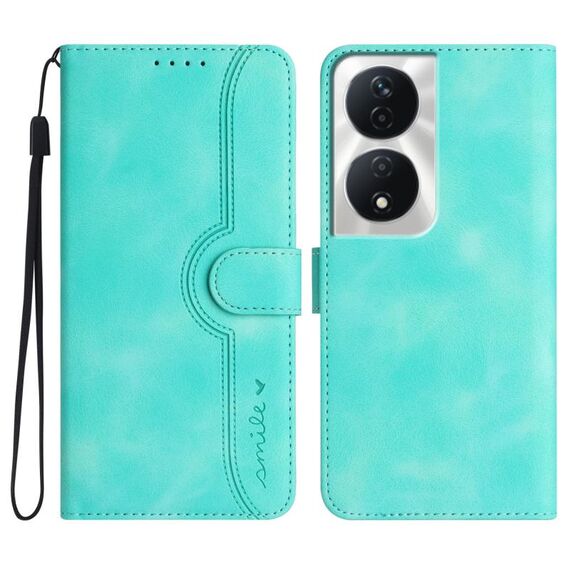 Custodia per cellulare in pelle con motivo a cuore per Honor X7b (azzurro)