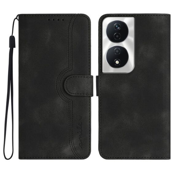 Per Honor X7b Custodia in pelle con motivo a cuore Skin Feel (nera)