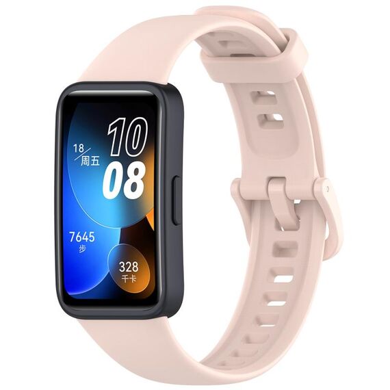 Per Huawei Band 8/9/9 NFC cinturino in silicone con fibbia colorata tinta unita (rosa chiaro)