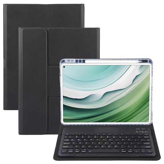 Per Huawei MatePad Pro 11 2024/2022 Custodia in pelle con supporto girevole per tastiera Bluetooth con pulsanti quadrati (nero)
