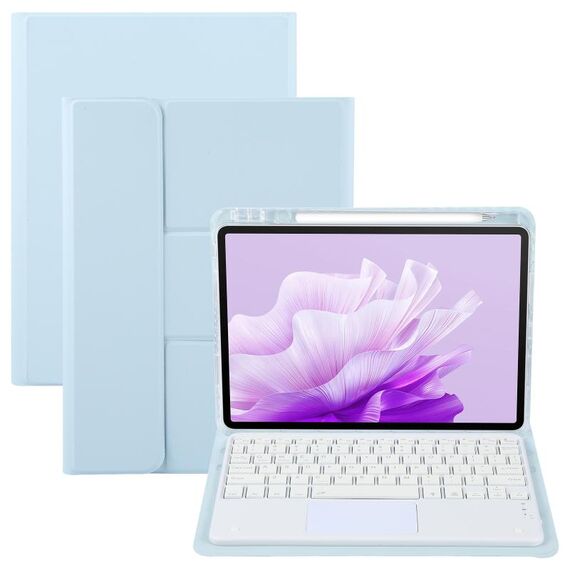 Per Huawei MatePad Air 11.5 Custodia in pelle con supporto girevole per tastiera Bluetooth con pulsanti quadrati e touchpad (blu cielo)