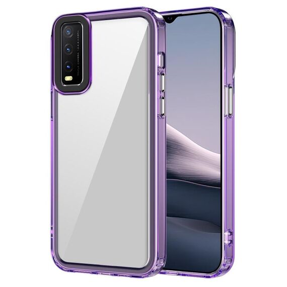 Per vivo Y20/Y20i/Y20s/Y12s 2021/Y20a Custodia per telefono antiurto in acrilico trasparente + TPU (viola trasparente)