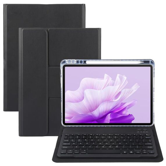Per Huawei MatePad Air 11.5 Custodia in pelle con supporto girevole per tastiera Bluetooth retroilluminata con pulsanti quadrati (nero)