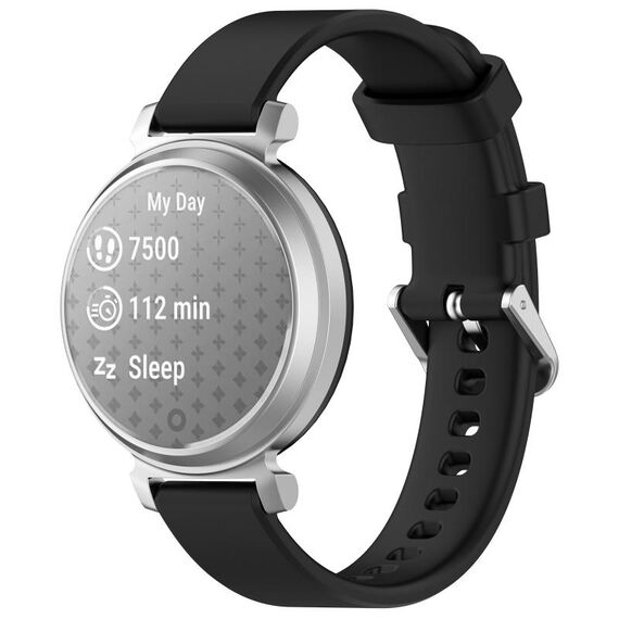 Per cinturino per orologio in silicone con fibbia argento Garmin Lily 2 14mm (nero)