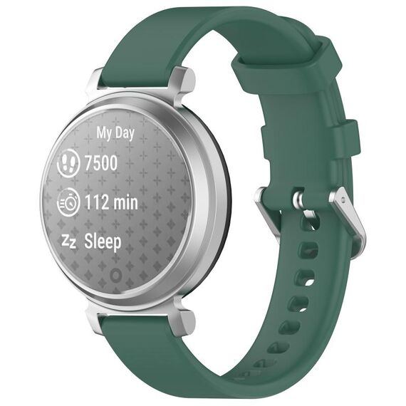Per cinturino per orologio in silicone con fibbia argento Garmin Lily 2 14mm (verde scuro)