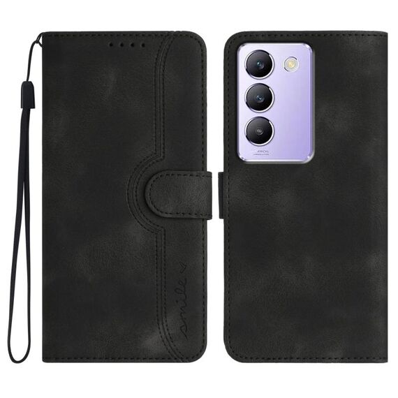 Per vivo V30 Lite 5G India/T3 5G IDN Custodia in pelle con motivo a cuore Skin Feel (Nero)