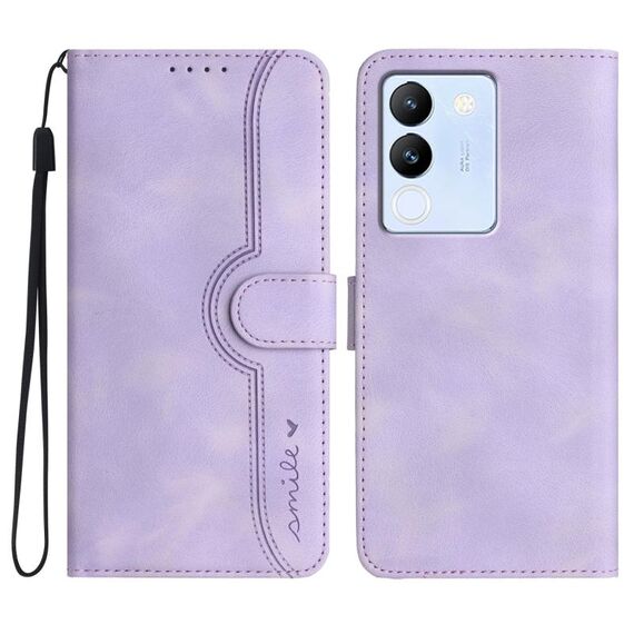 Per vivo V30 Lite 5G Global Heart Pattern Skin Feel Custodia in pelle per telefono (viola)