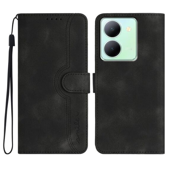 Per vivo Y27s 4G Global Heart Pattern Skin Feel Custodia in pelle per cellulare (nera)