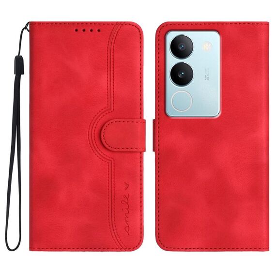 Per vivo V29 5G Global/V29 Pro Custodia in pelle con motivo a cuore Skin Feel (Rosso)