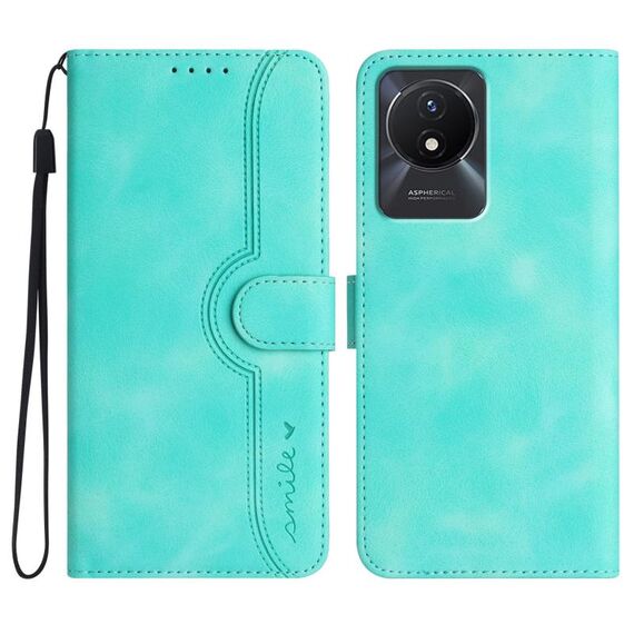 Per vivo Y02A 4G/Y02 4G/Y11 2023/Y02t Custodia per cellulare in pelle con motivo a cuore (azzurro)