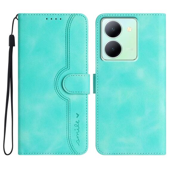 Custodia per cellulare in pelle con motivo a cuore India per vivo Y27 5G/Y36 4G (azzurro)