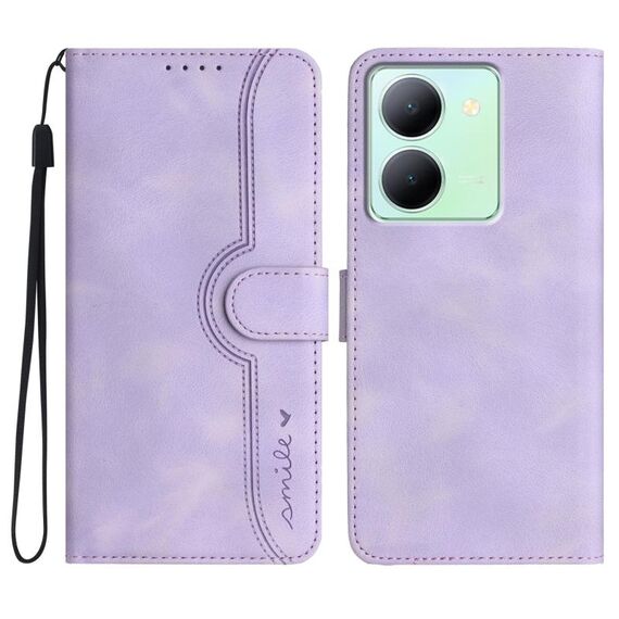Custodia per cellulare in pelle con motivo a cuore India per vivo Y27 5G/Y36 4G (viola)