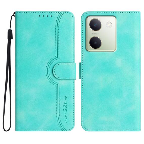 Per vivo Y100 5G Global Heart Pattern Skin Feel Custodia in pelle per telefono (azzurro)