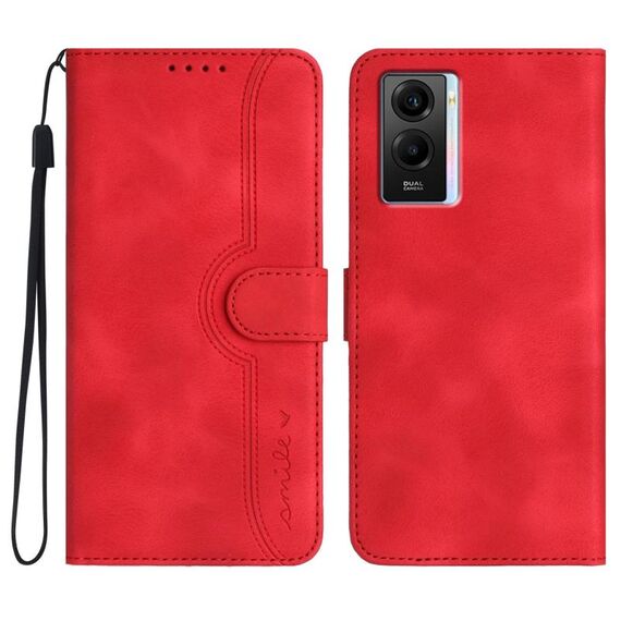 Per vivo iQOO U5e 5G/Y30 5G/Y33e 5G Custodia per telefono in pelle con motivo a cuore Skin Feel (Rosso)