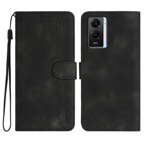 Per vivo iQOO U5e 5G/Y30 5G/Y33e 5G Custodia in pelle con motivo a cuore Skin Feel (Nero)