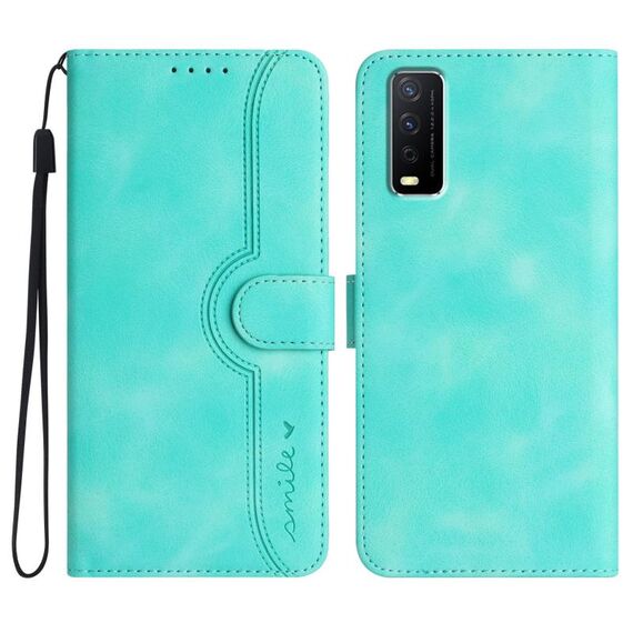 Per vivo Y20a/Y20g/Y12a Custodia in pelle con motivo a cuore Skin Feel (azzurro)