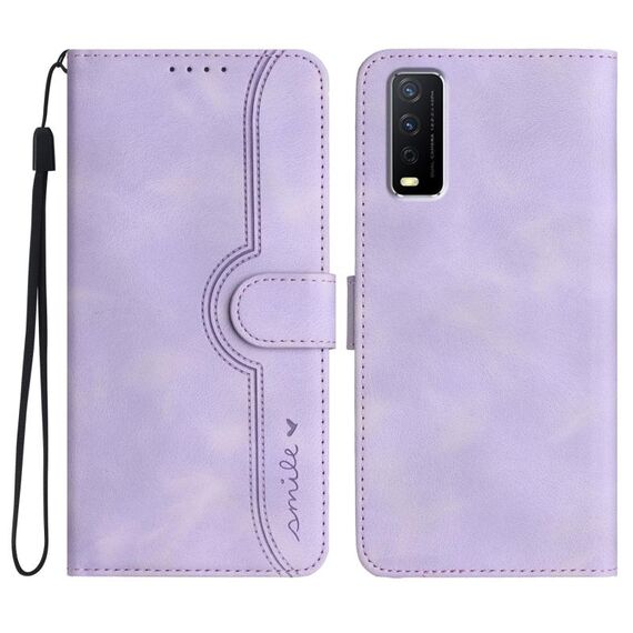 Per vivo Y20a/Y20g/Y12a Custodia in pelle con motivo a cuore Skin Feel (viola)
