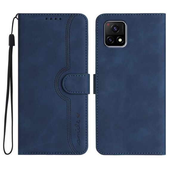Per vivo Y52s 5G/iQOO U3/Y31s 5G Custodia per cellulare in pelle con motivo a cuore (blu reale)
