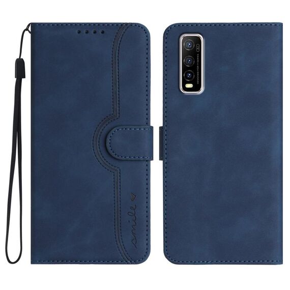 Custodia in pelle per vivo Y70s con motivo a cuore Skin Feel (blu reale)