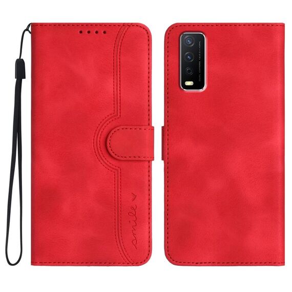 Per vivo Y30 4G Global Heart Pattern Skin Feel Custodia in pelle per cellulare (rossa)