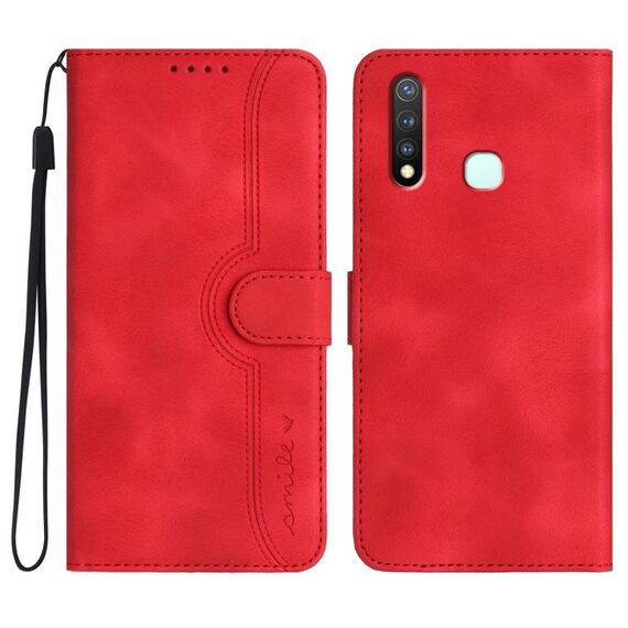 Per vivo Y19/U3/Y5s/Z5i/U20 Custodia in pelle con motivo a cuore Skin Feel (Rosso)