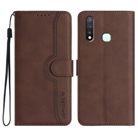 Per vivo Y19/U3/Y5s/Z5i/U20 Custodia in pelle con motivo a cuore Skin Feel (marrone)
