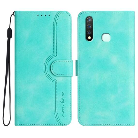 Custodia per cellulare in pelle con motivo a cuore per vivo Y19/U3/Y5s/Z5i/U20 (azzurro)
