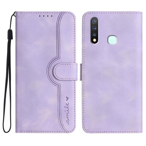 Custodia per cellulare in pelle con motivo a cuore per vivo Y19/U3/Y5s/Z5i/U20 (viola)