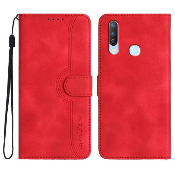 Custodia per cellulare in pelle con motivo a cuore per vivo Y17/Y15/Y12/Y11 (rossa)