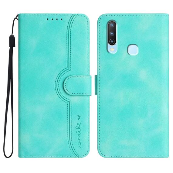Custodia per cellulare in pelle con motivo a cuore per vivo Y17/Y15/Y12/Y11 (azzurro)
