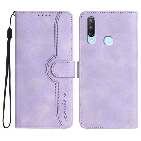 Custodia per cellulare in pelle con motivo a cuore per vivo Y17/Y15/Y12/Y11 (viola)