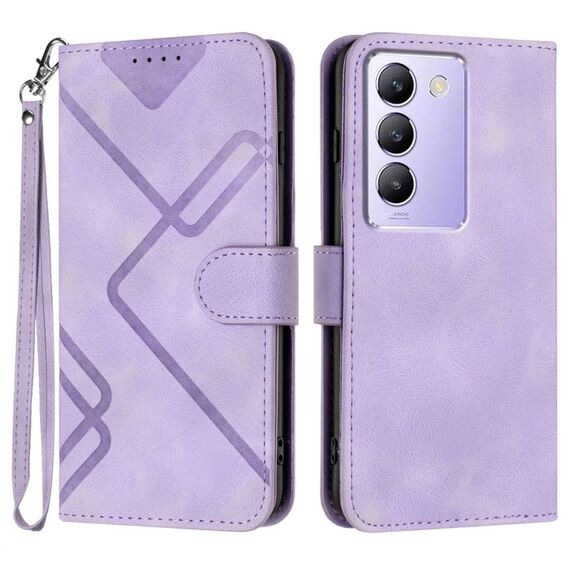 Custodia in pelle per vivo V30 Lite 5G India/T3 5G IDN Line Pattern Skin Feel (viola chiaro)