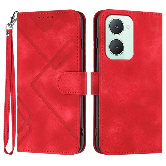 Per vivo Y03 4G Global Line Pattern Skin Feel Custodia in pelle per cellulare (rossa)