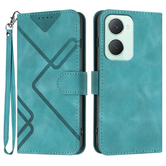 Per vivo Y03 4G Global Line Pattern Skin Feel Custodia in pelle per telefono (azzurro)