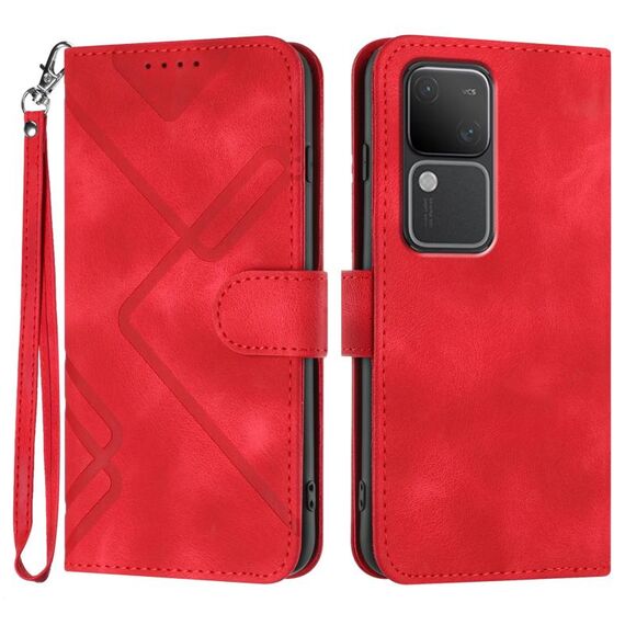 Per vivo V30 5G Global/V30 Pro 5G Global Line Pattern Skin Feel Custodia in pelle per telefono(Rosso)