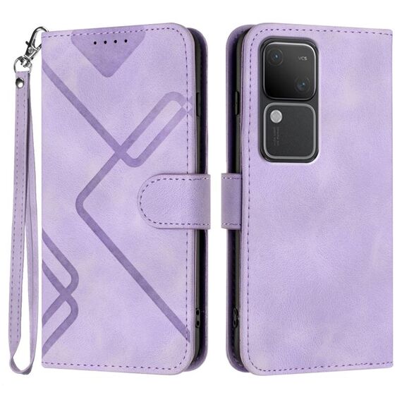 Per vivo V30 5G Global/V30 Pro 5G Global Line Pattern Skin Feel Custodia in pelle per telefono (viola chiaro)