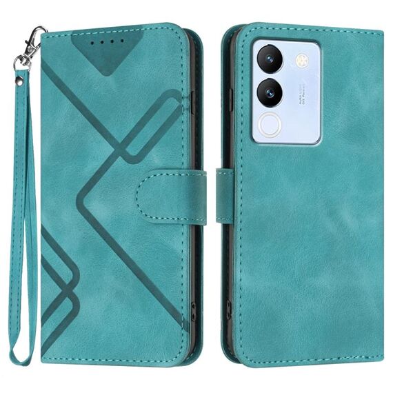 Per vivo V30 Lite 5G Global Line Pattern Skin Feel Custodia in pelle per telefono (azzurro)