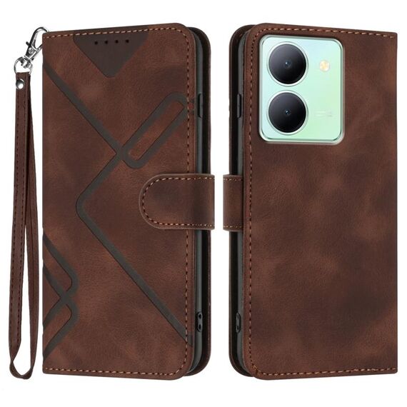 Per vivo Y27s 4G Global Line Pattern Skin Feel Custodia in pelle per telefono (caffè)