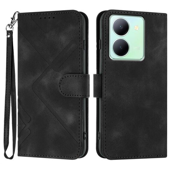 Per vivo Y27s 4G Global Line Pattern Skin Feel Custodia in pelle per telefono (nera)