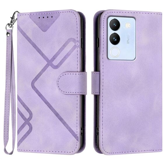 Custodia in pelle per vivo V29e 5G Global/Y200 5G Global Line Pattern Skin Feel (viola chiaro)