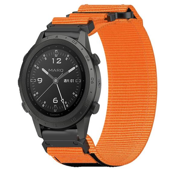 Per cinturino per orologio Garmin MARQ Commander da 22 mm in nylon con chiusura a strappo (arancione)