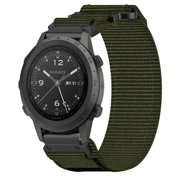 Per cinturino per orologio Garmin MARQ Commander da 22 mm in nylon con chiusura a strappo (verde militare)