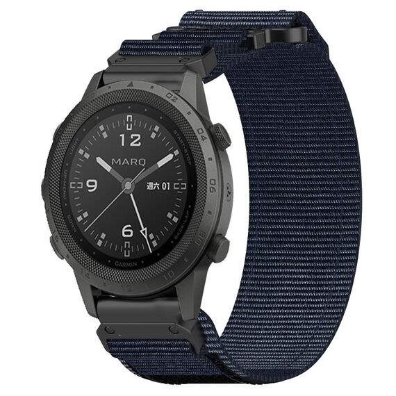 Per cinturino per orologio Garmin MARQ Commander da 22 mm in nylon con chiusura a strappo (blu)