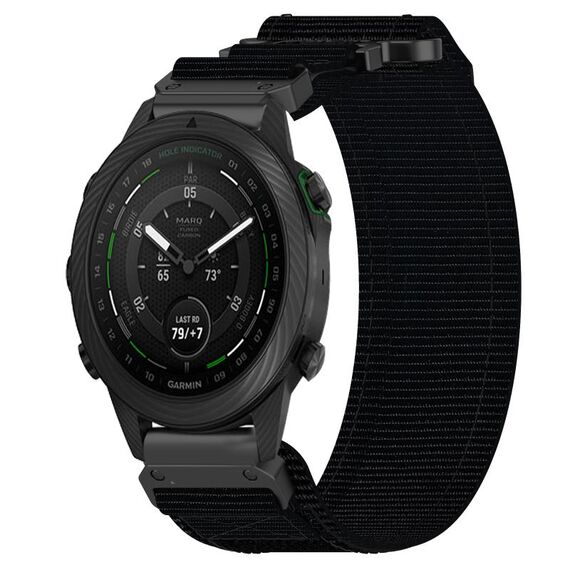 Per cinturino per orologio Garmin MARQ Golfer, cinturino in nylon da 22 mm con chiusura a strappo (nero)