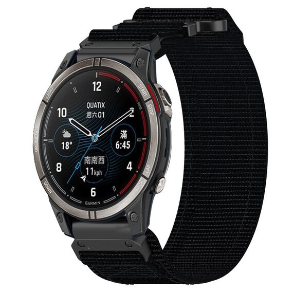 Per cinturino per orologio Garmin Quatix 7 Pro da 22 mm in nylon con chiusura a strappo (nero)