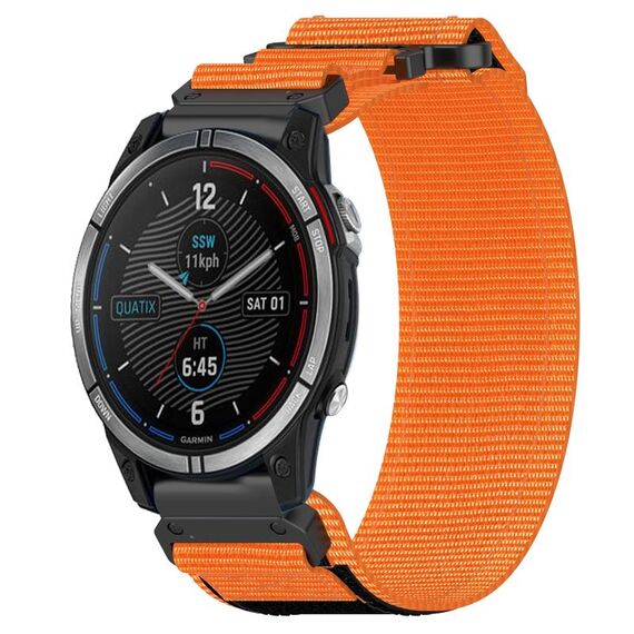Per cinturino per orologio Garmin Quatix 7 da 22 mm in nylon con chiusura a strappo (arancione)