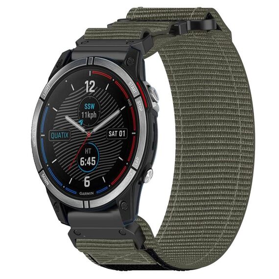 Per cinturino per orologio Garmin Quatix 7 da 22 mm in nylon con chiusura a strappo (grigio)