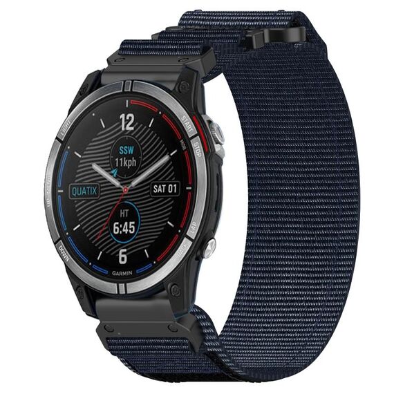 Per cinturino per orologio Garmin Quatix 7 da 22 mm in nylon con chiusura a strappo (blu)