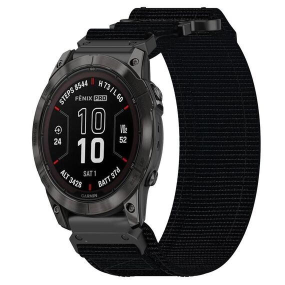 Per cinturino per orologio Garmin Fenix 7 Pro 47mm 22mm in nylon con chiusura a strappo (nero)